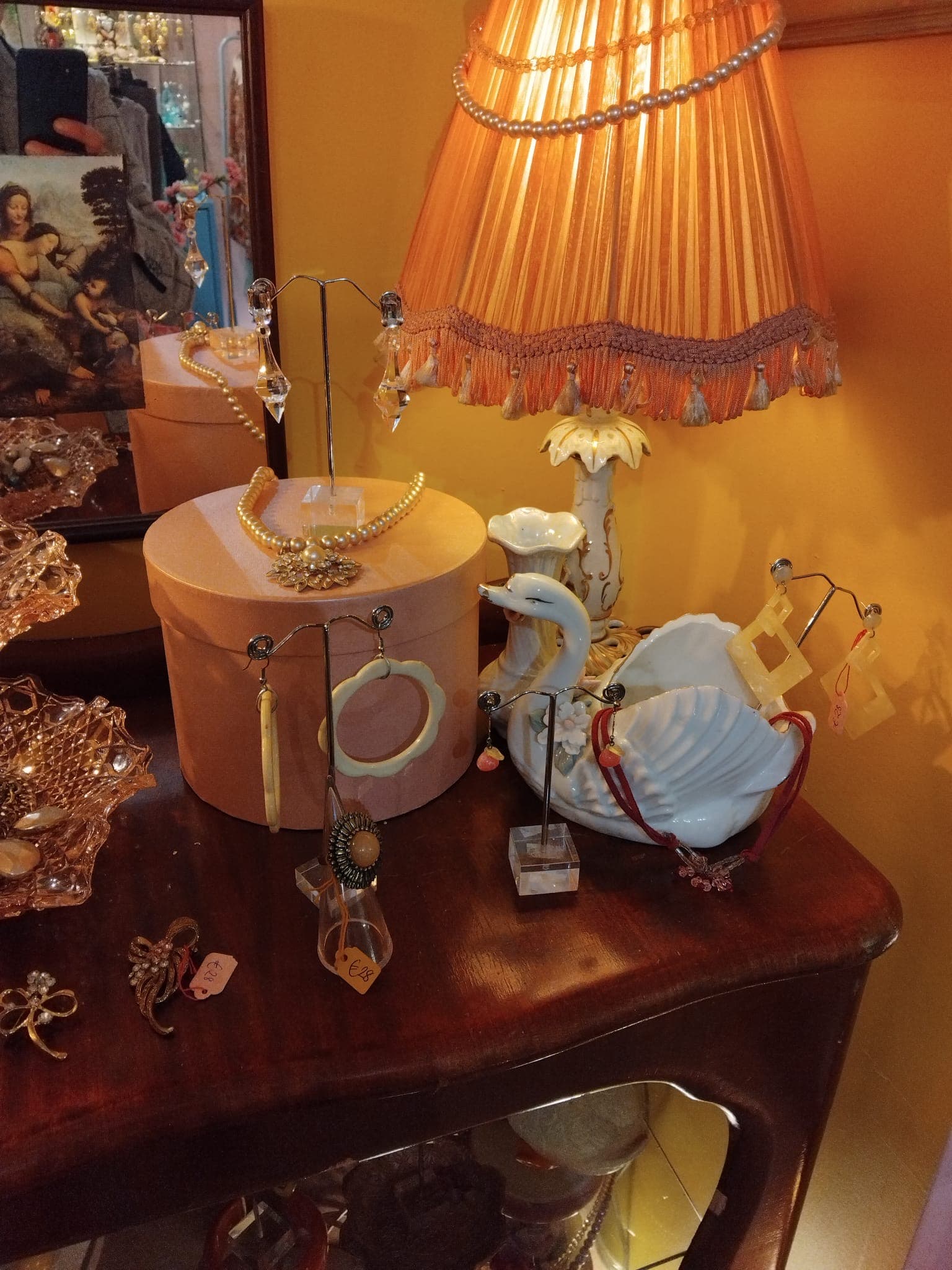 Vintage jewellery and antiques display in a Dublin shop